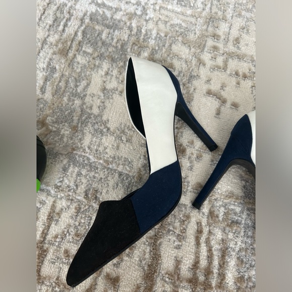 Beautiful ZARA TriColor (White, Black and Blue) Pointed Toe Heels in Size 36/ 6 - Picture 9 of 10